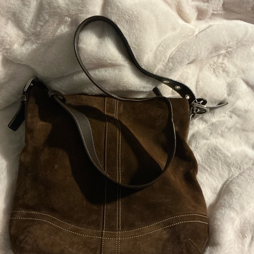 Coach Hampton Crossbody Brown Suede Bag